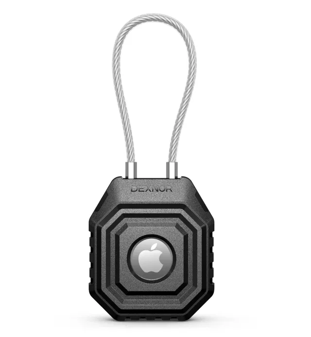 Dexnor AirTag portachiavi custodia nera con cavo acciaio