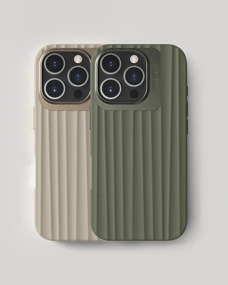 Nudient Bold Case iPhone 16 Pro cover 2 pezzi beige verde sottile