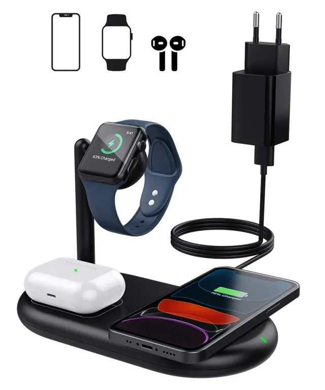 MoKo stazione ricarica wireless 3in1 Qi iPhone Watch AirPods