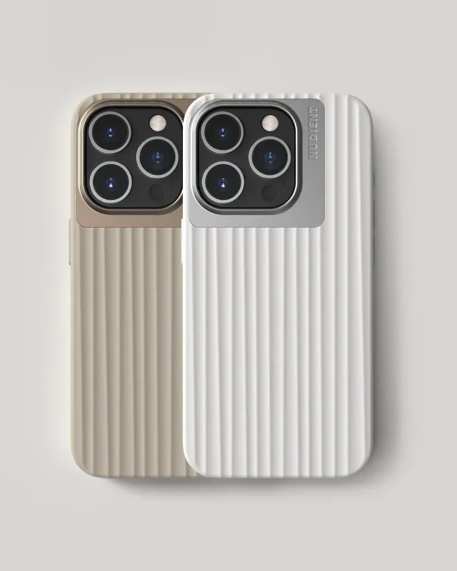 Nudient Bold Case cover iPhone 15 Pro 2 pezzi beige bianco antishock
