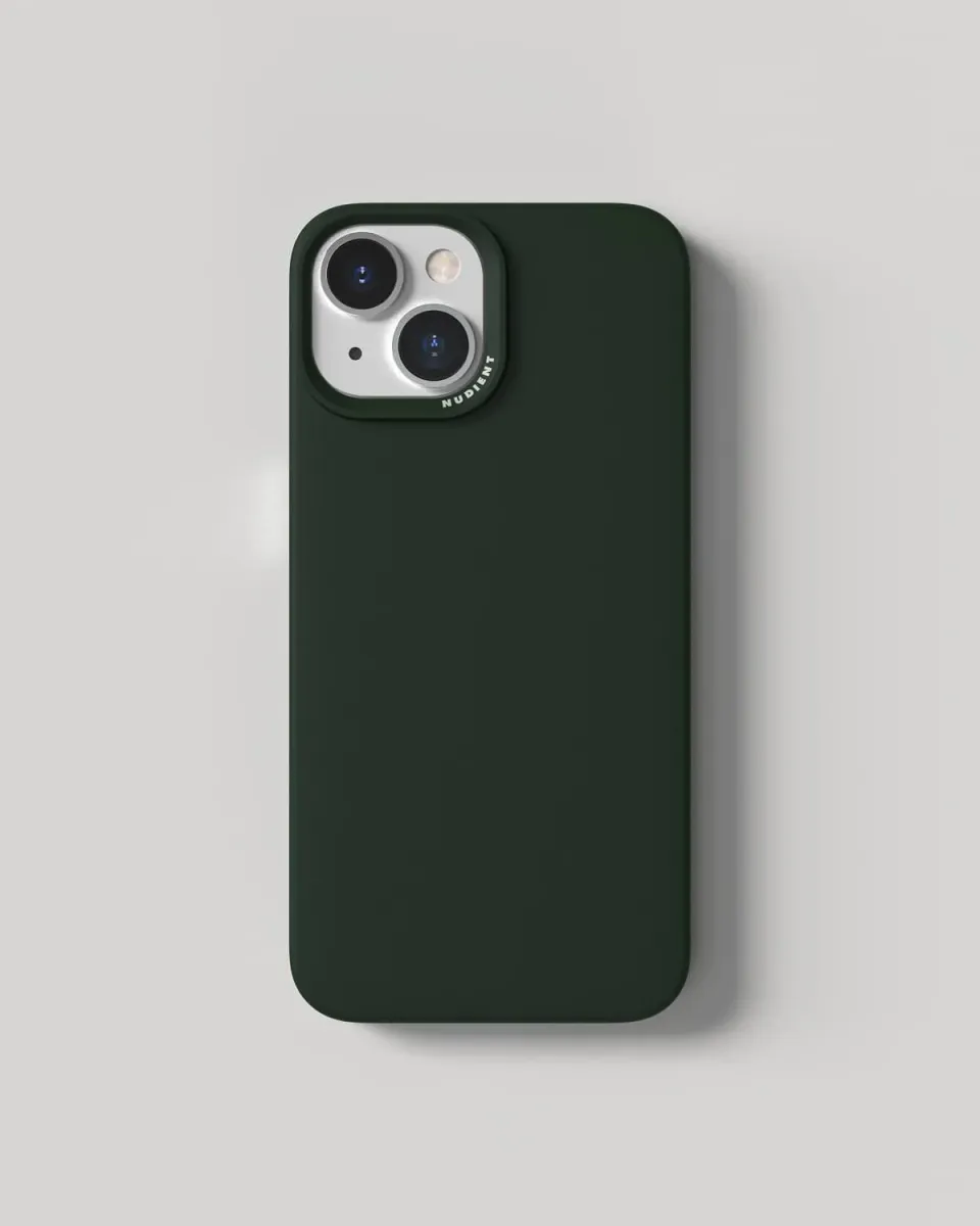 Nudient Thin Case cover iPhone 15 Moss Green MagSafe sottile