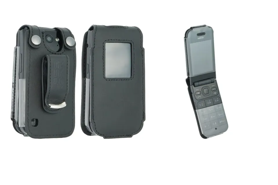 caseroxx Nokia 2720 Flip custodia cintura pelle vera nera