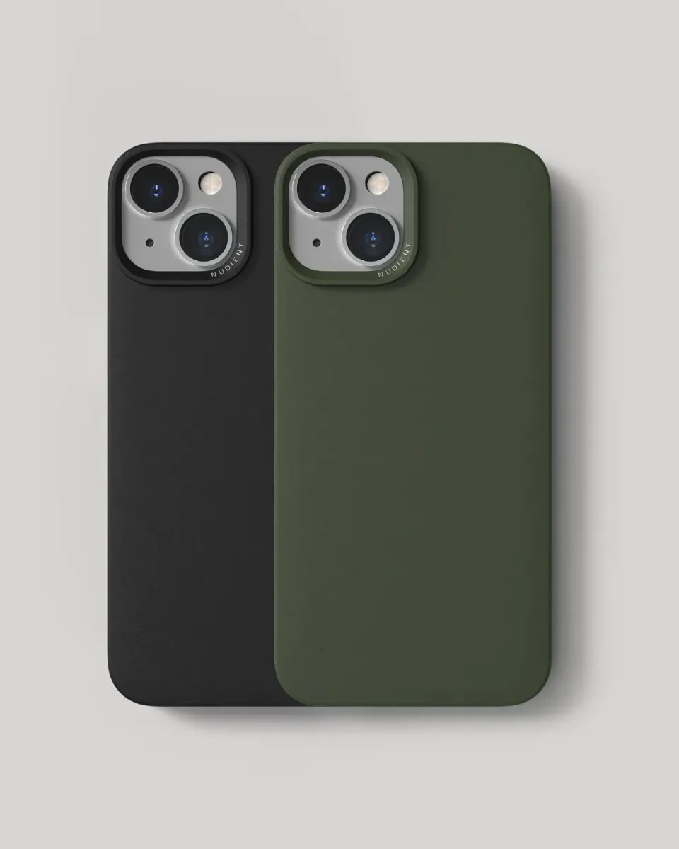 Nudient Thin Case cover iPhone 14 doppia Ink Black Pine Green ultrasottile