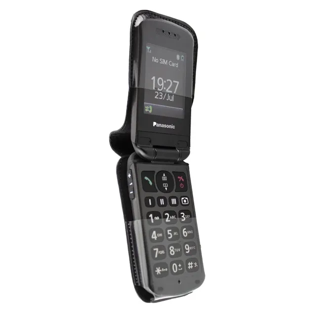 caseroxx Panasonic KX-TU327 TU349 custodia pelle nera cintura