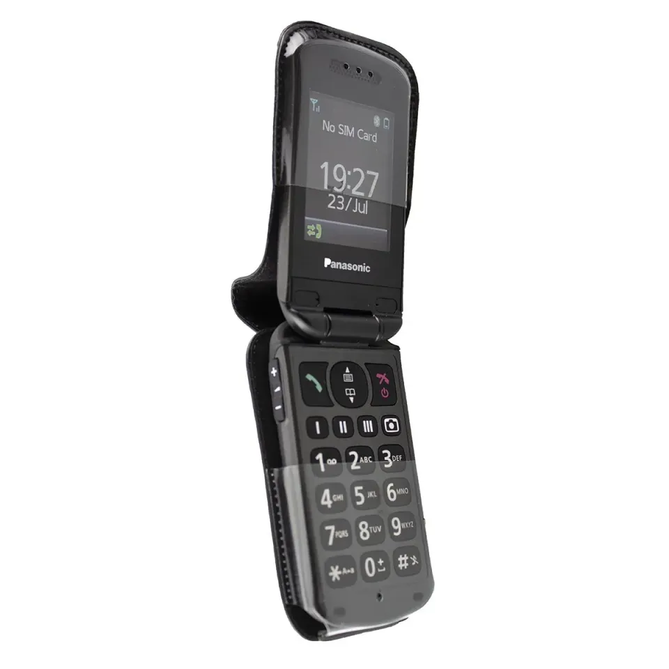 caseroxx Panasonic KX-TU327 TU349 custodia pelle nera cintura