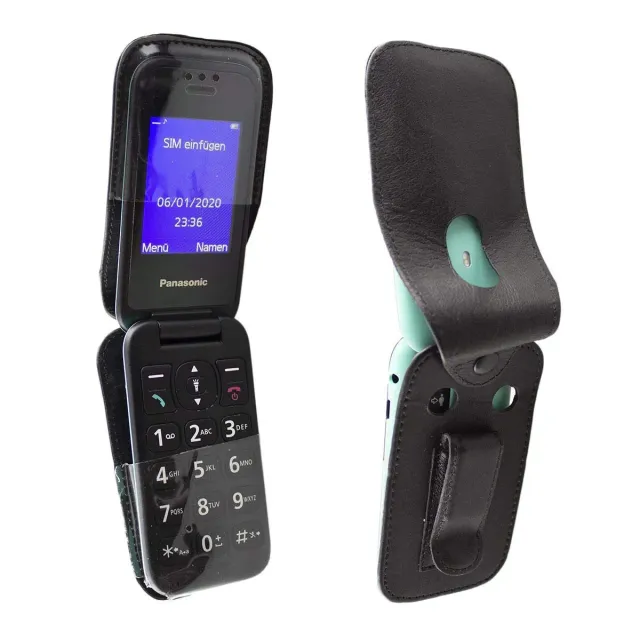 caseroxx Borsa Pelle Panasonic KX-TU400 nero con clip