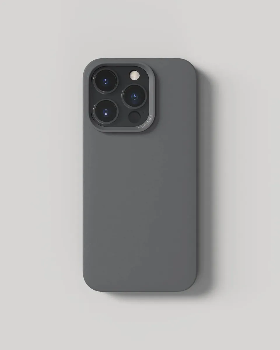 Nudient Thin Case iPhone 14 Pro cover Ash Grey MagSafe sottile