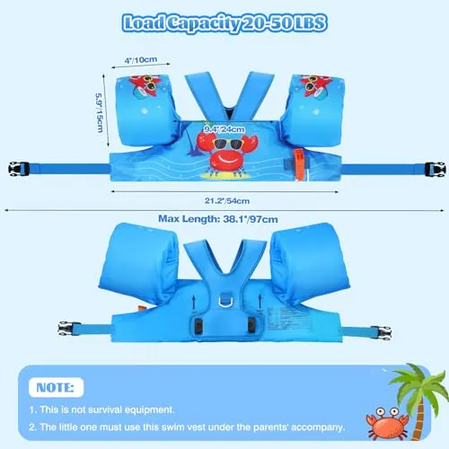 MoKo Gilet Nuoto Bambini 20-50lbs Blu Granchi