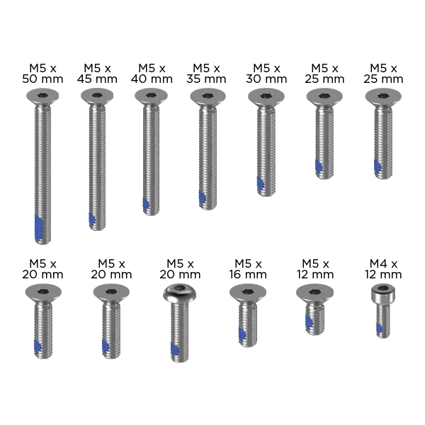 Quad Lock Set Viti Ricambio supporto M4 M5 11 pezzi