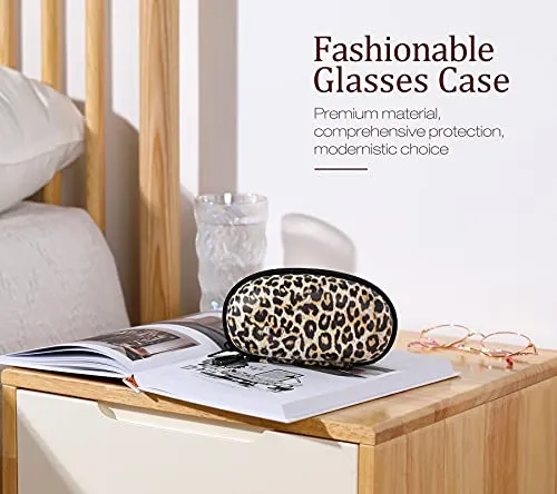 MoKo Custodia Occhiali Pelle con Zip Leopardo Universale