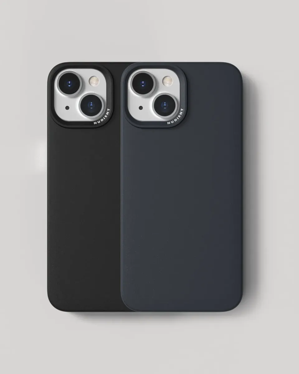 Nudient Thin Case iPhone 15 cover 2 pezzi nero blu sottile