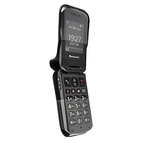 caseroxx Panasonic KX-TU327 TU349 custodia pelle nera cintura