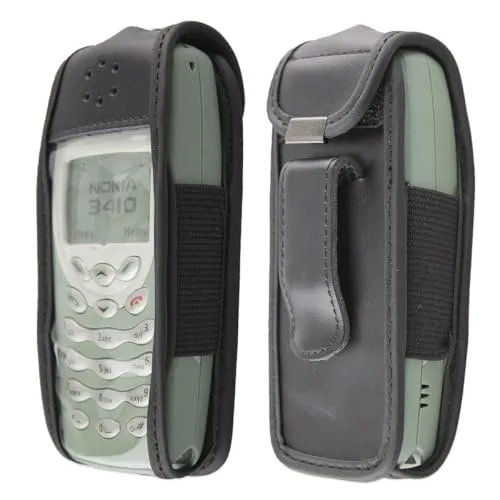 caseroxx Nokia 3410 fodero pelle nera clip cintura