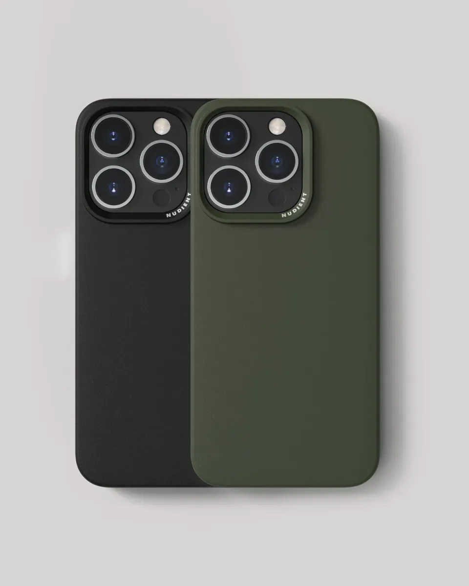 Nudient Thin Case iPhone 15 Pro cover 2 pz nera verde