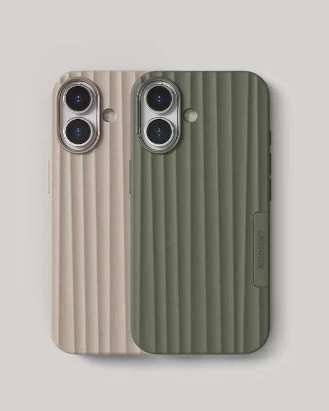 Nudient Bold Case cover iPhone 17 Linen Beige Olive Green
