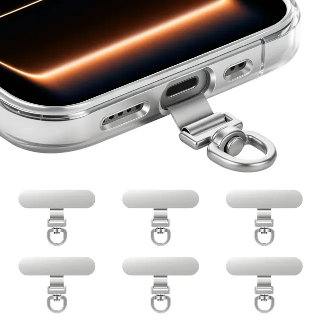 MoKo Tether Tab 360° Gancio Laccetto Telefono argento 6 pezzi inox