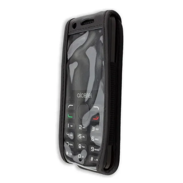 caseroxx Borsa Pelle Alcatel 20.38X custodia cintura nero vera pelle