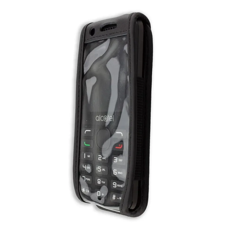 caseroxx Borsa Pelle Alcatel 20.38X custodia cintura nero vera pelle
