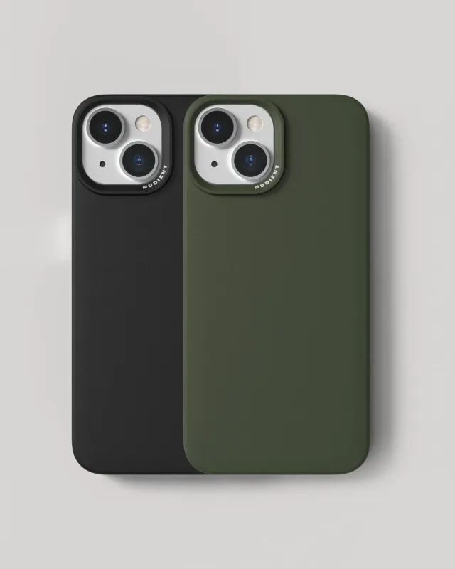 Nudient Thin Case cover iPhone 15 Ink Black Pine Green 2 pezzi
