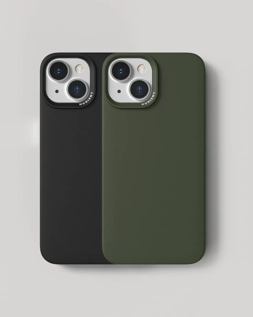 Nudient Thin Case cover iPhone 15 Ink Black Pine Green 2 pezzi