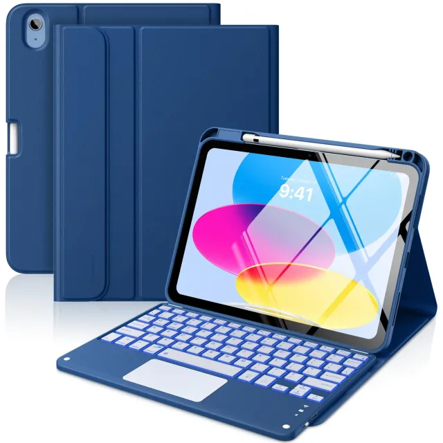 MoKo iPad 10ª 11ª Custodia Tastiera blu marino touchpad