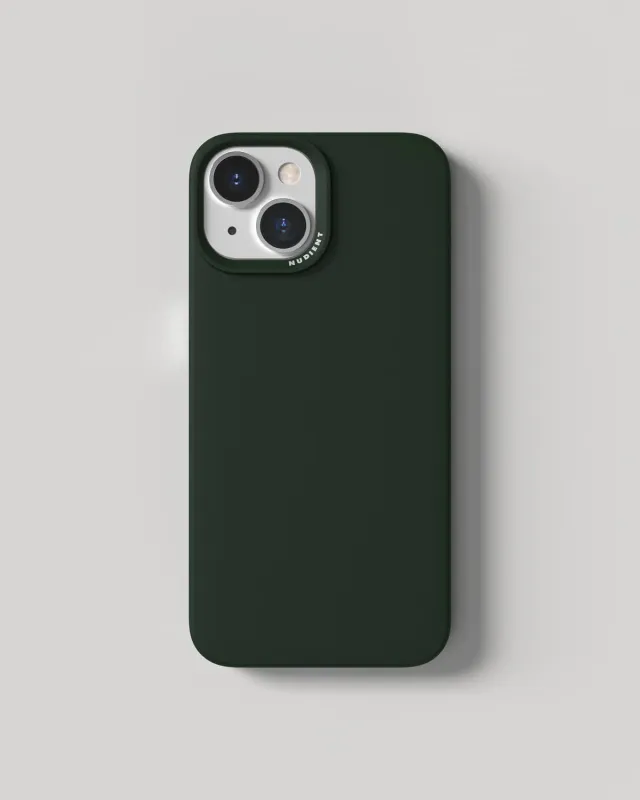 Nudient Thin Case iPhone 15 cover Moss Green senza MagSafe