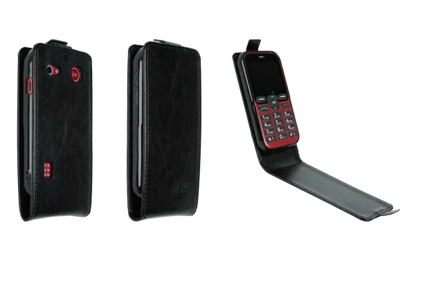 caseroxx Flip Cover Doro Leva L10 custodia libro nero magnetica