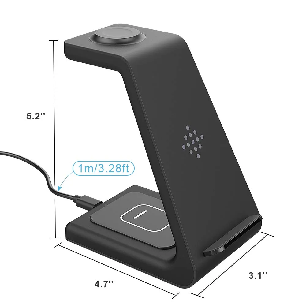 MoKo Stazione Ricarica Wireless 3 in 1 Qi Rapida con Adattatore