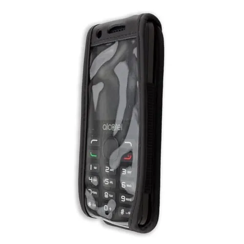 caseroxx Borsa Pelle Alcatel 20.38X custodia cintura nero vera pelle