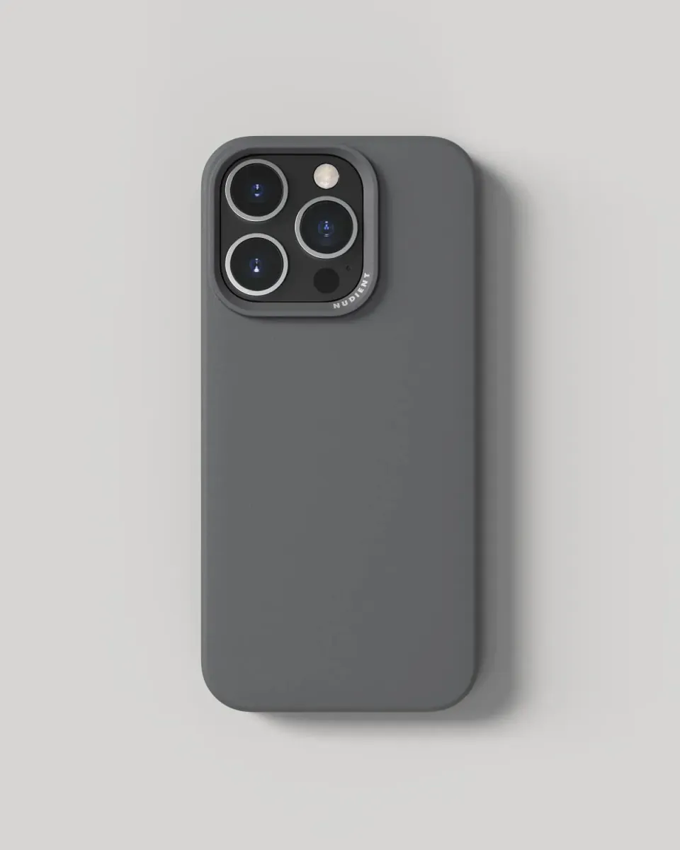 Nudient Thin Case iPhone 16 Pro cover grigia sottile senza MagSafe