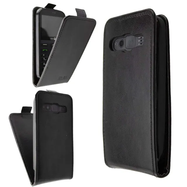 caseroxx Flip Cover Doro 1370 1372 Custodia Nera