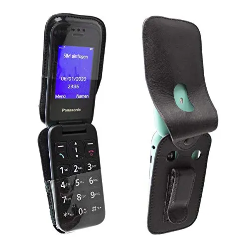 caseroxx Borsa Pelle Panasonic KX-TU400 nero con clip
