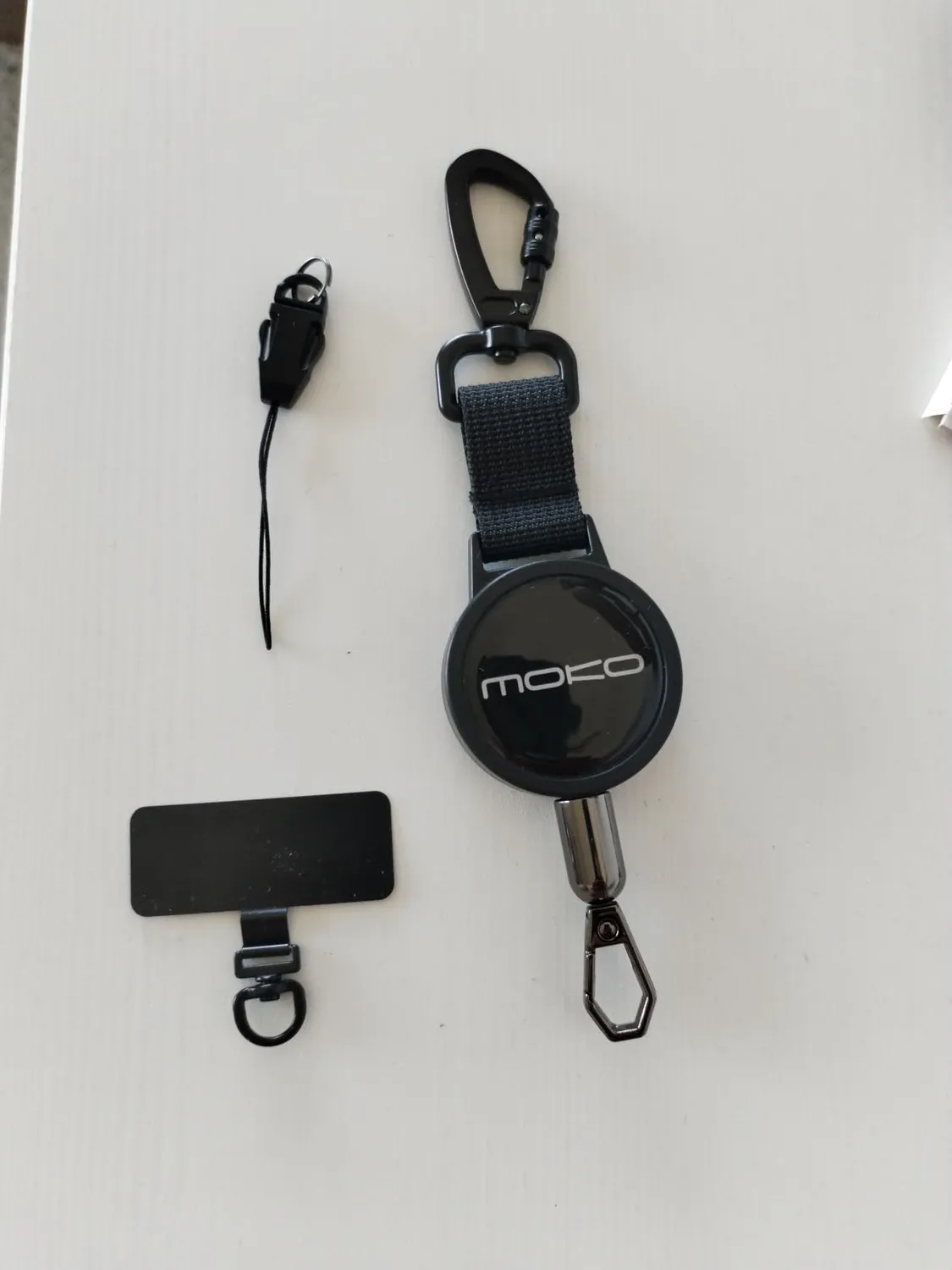 MoKo Retrattile cellulare laccio nero acciaio 70cm