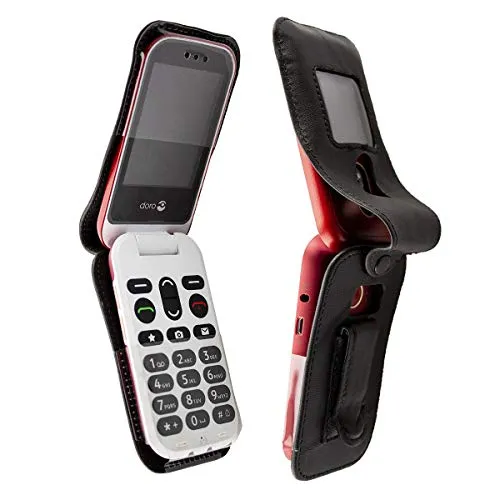 caseroxx Doro 6060 custodia cintura pelle nera finestra