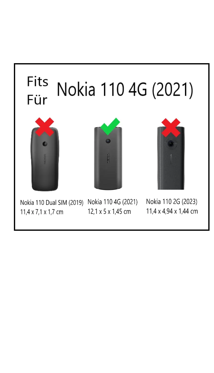 caseroxx Borsa Pelle Nokia 105 110 4G Nera con Clip