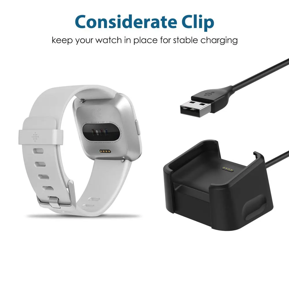 MoKo Caricatore Fitbit Versa 2 nero 2 pezzi USB
