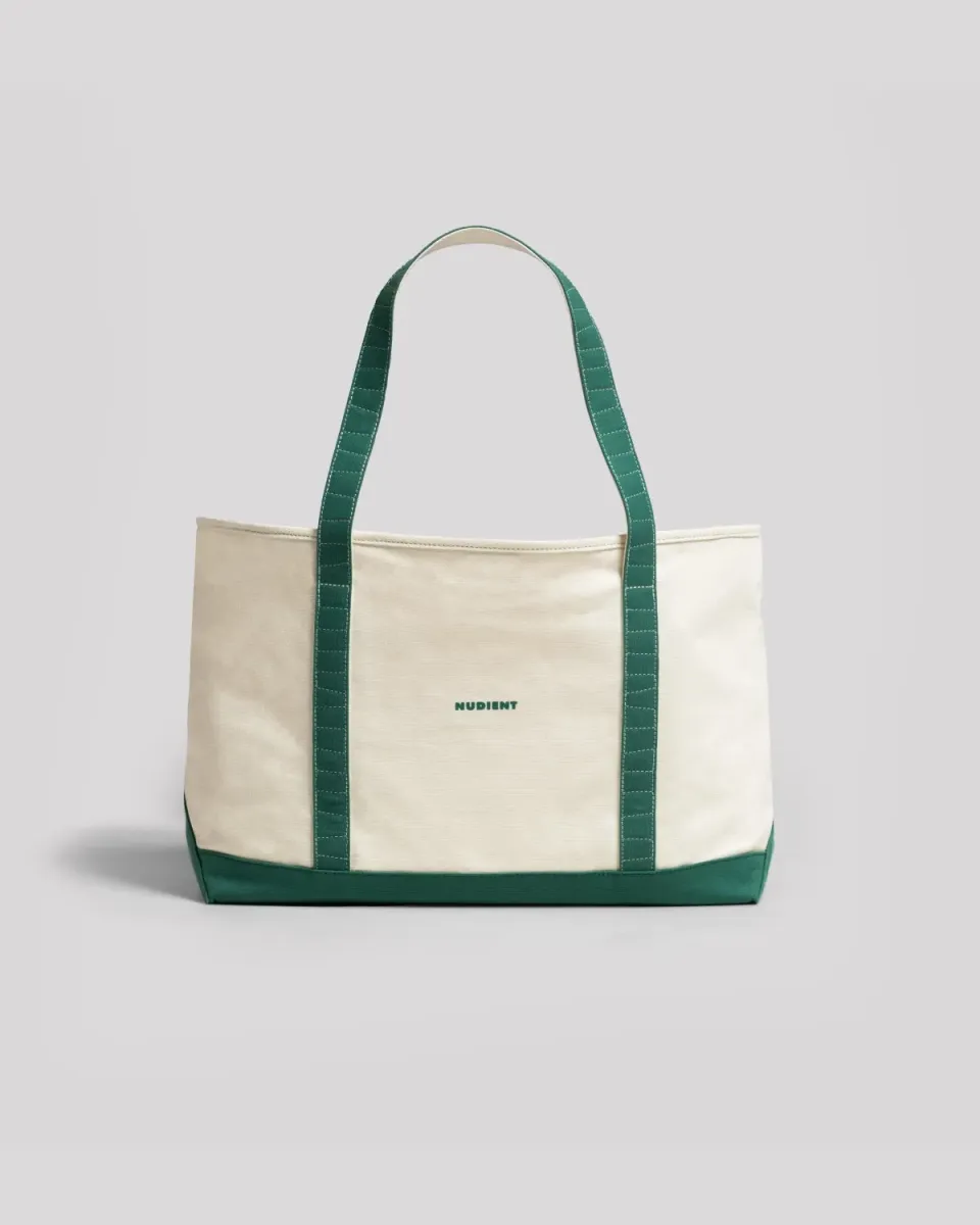 Nudient Canvas Tote shopper Cream Green tela
