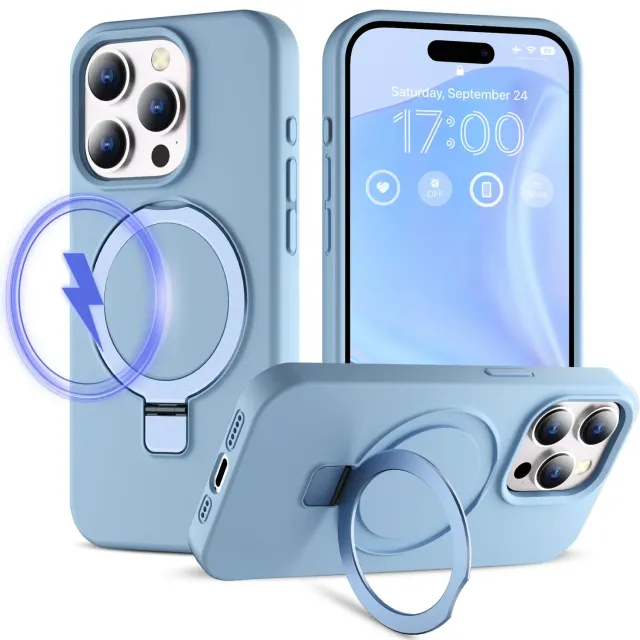 CloudValley iPhone 15 Pro Cover MagSafe Blu Chiaro Silicone