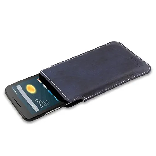 caseroxx Business-Line custodia Alcatel Pixi 3 4.5 azzurro finta pelle