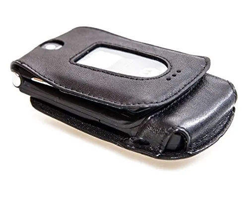 caseroxx Razr V3 Fodero Cintura Nero Vera Pelle