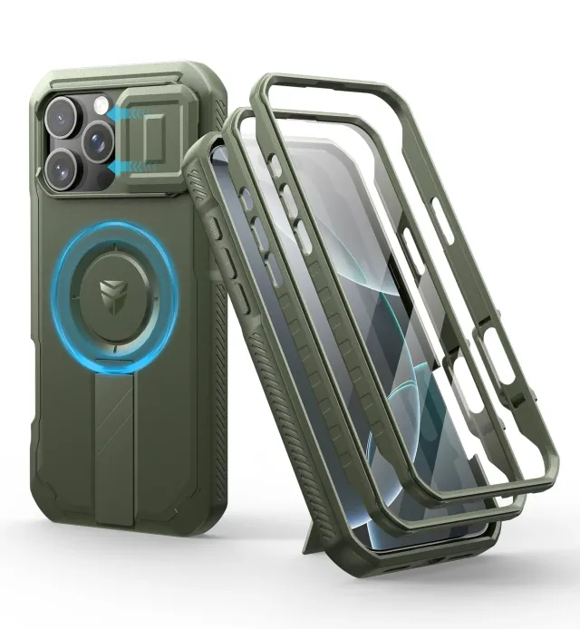 Dexnor cover iPhone 16 Pro Max verde MagSafe con stand