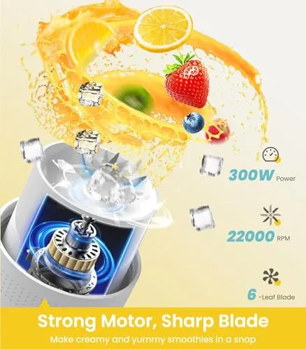 MoKo Frullatore Portatile 300W Blender Smoothie 22oz Nero