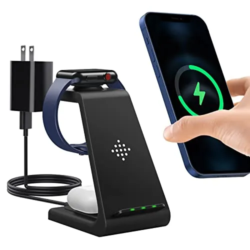 MoKo Stazione Ricarica Wireless 3 in 1 Qi Rapida con Adattatore