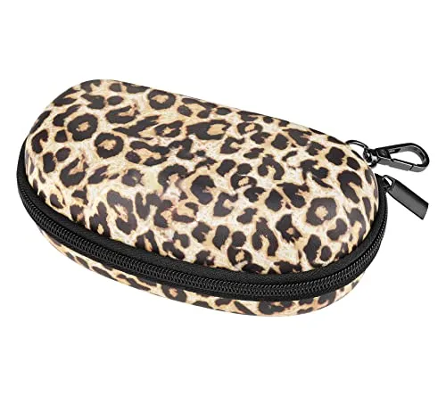 MoKo Custodia Occhiali Pelle con Zip Leopardo Universale