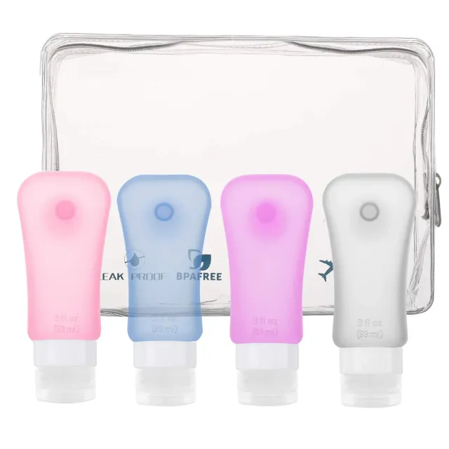 MoKo Bottiglie Viaggio Silicone 4x89ml Multicolore Spremibili