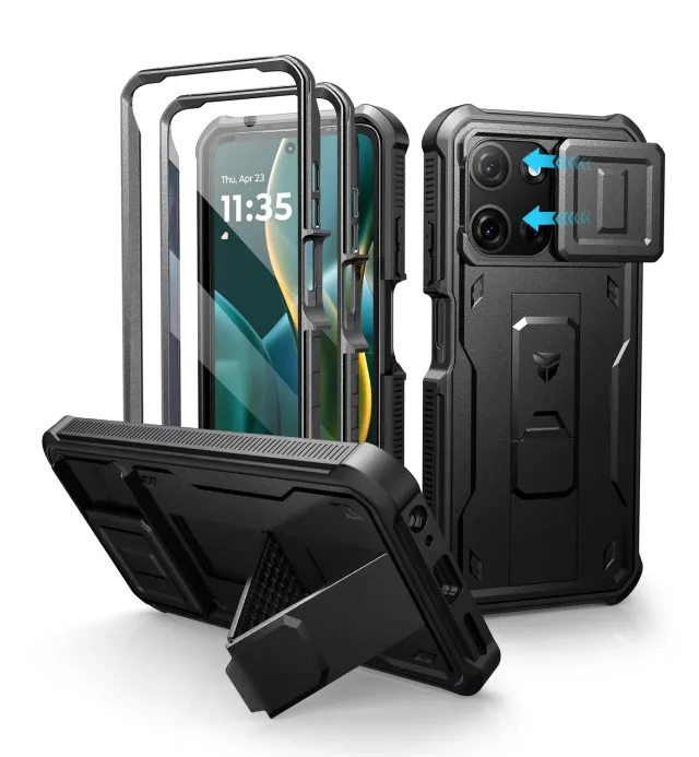 Dexnor Moto G 5G 2025 custodia nera rugged pellicola