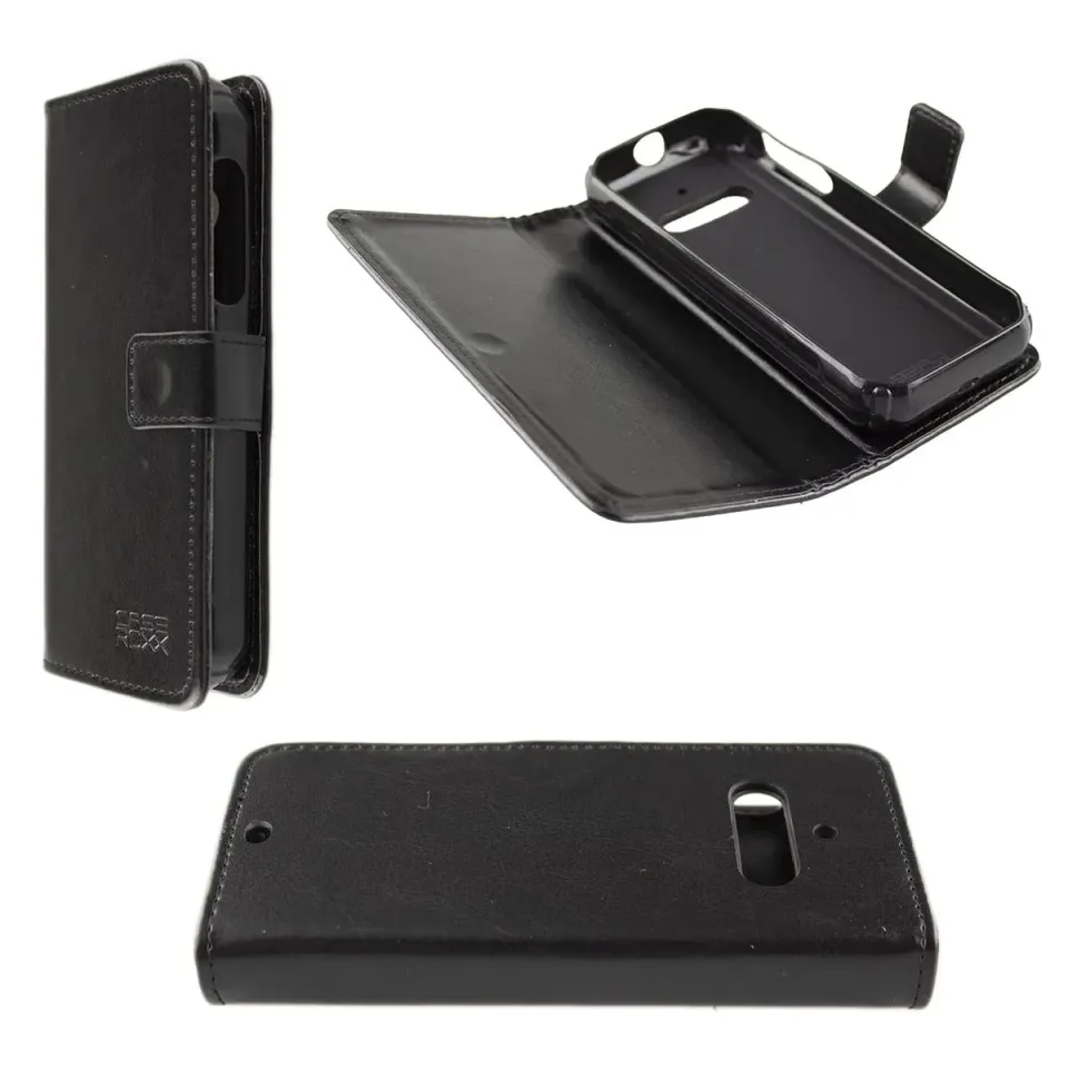 caseroxx Bookstyle Cat B40 custodia a libro nera portacarte