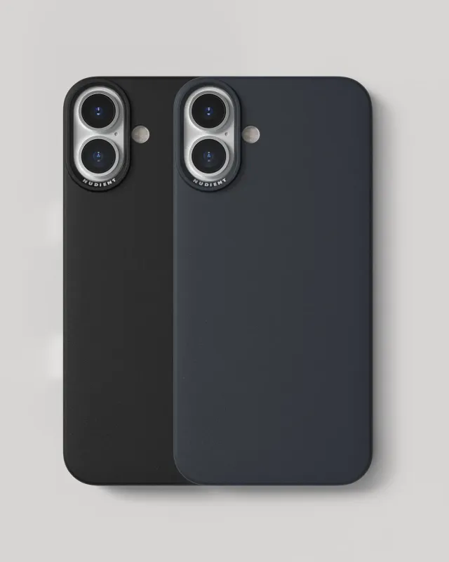Nudient Thin Case iPhone 16 Plus cover 2 pz Ink Black Midwinter Blue