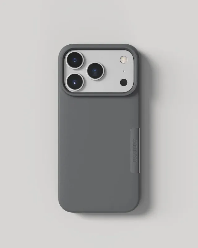 Nudient Thin Case iPhone 18 Pro cover grigia sottile senza MagSafe