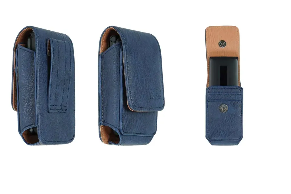 caseroxx Tasca SPC Titan Azzurra in Pelle con Passante Cintura